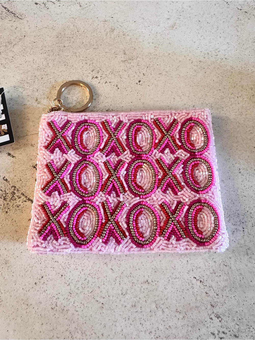 Camel Threads XOXO Beaded Coin Purse